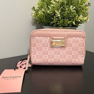 New Juicy Couture Pink Monogram Double Zip-Around Wallet Purse pink